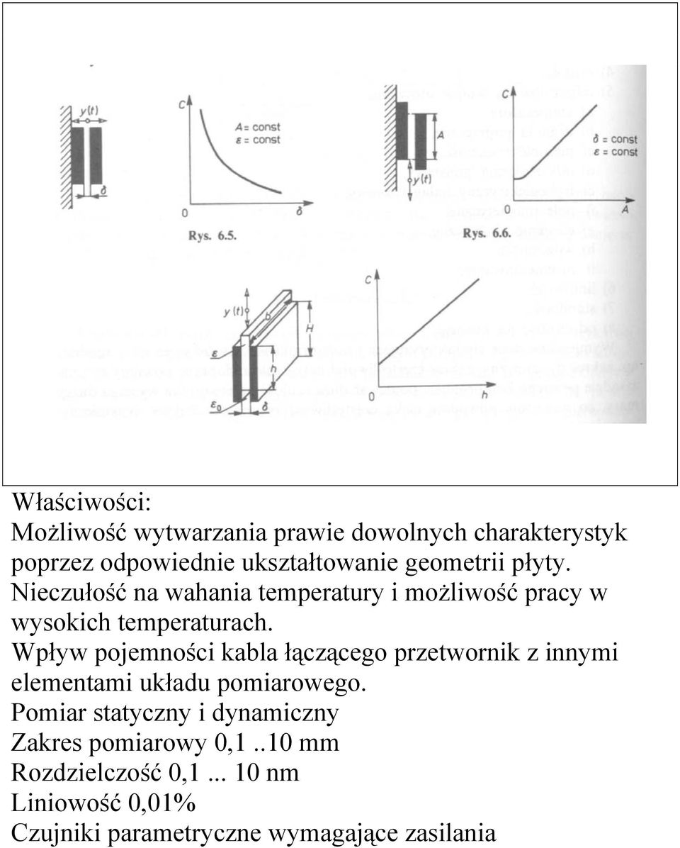 Wpływ pojemności kabla łączącego przetwornik z innymi elementami układu pomiarowego.