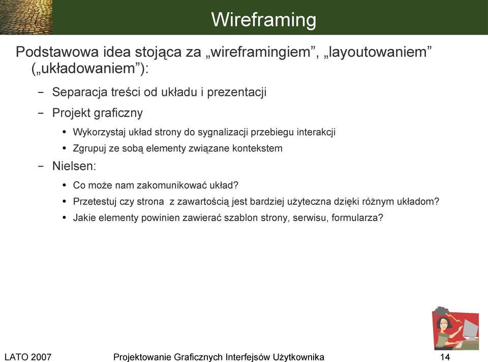 sobą elementy związane kontekstem Nielsen: Co może nam zakomunikować układ?