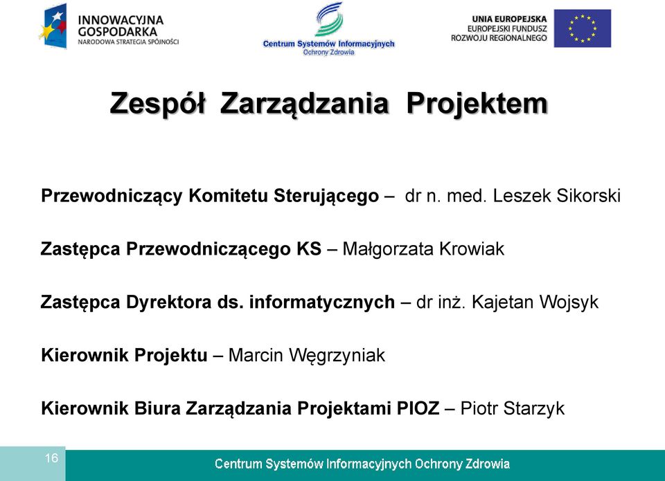 Dyrektora ds. informatycznych dr inż.