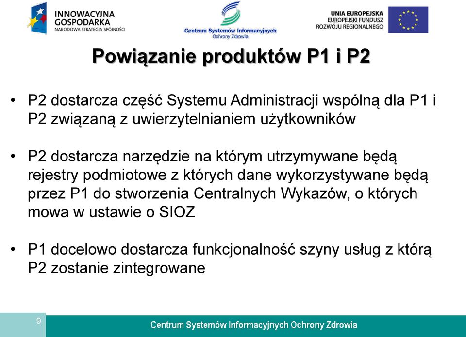 podmiotowe z których dane wykorzystywane będą przez P1 do stworzenia Centralnych Wykazów, o