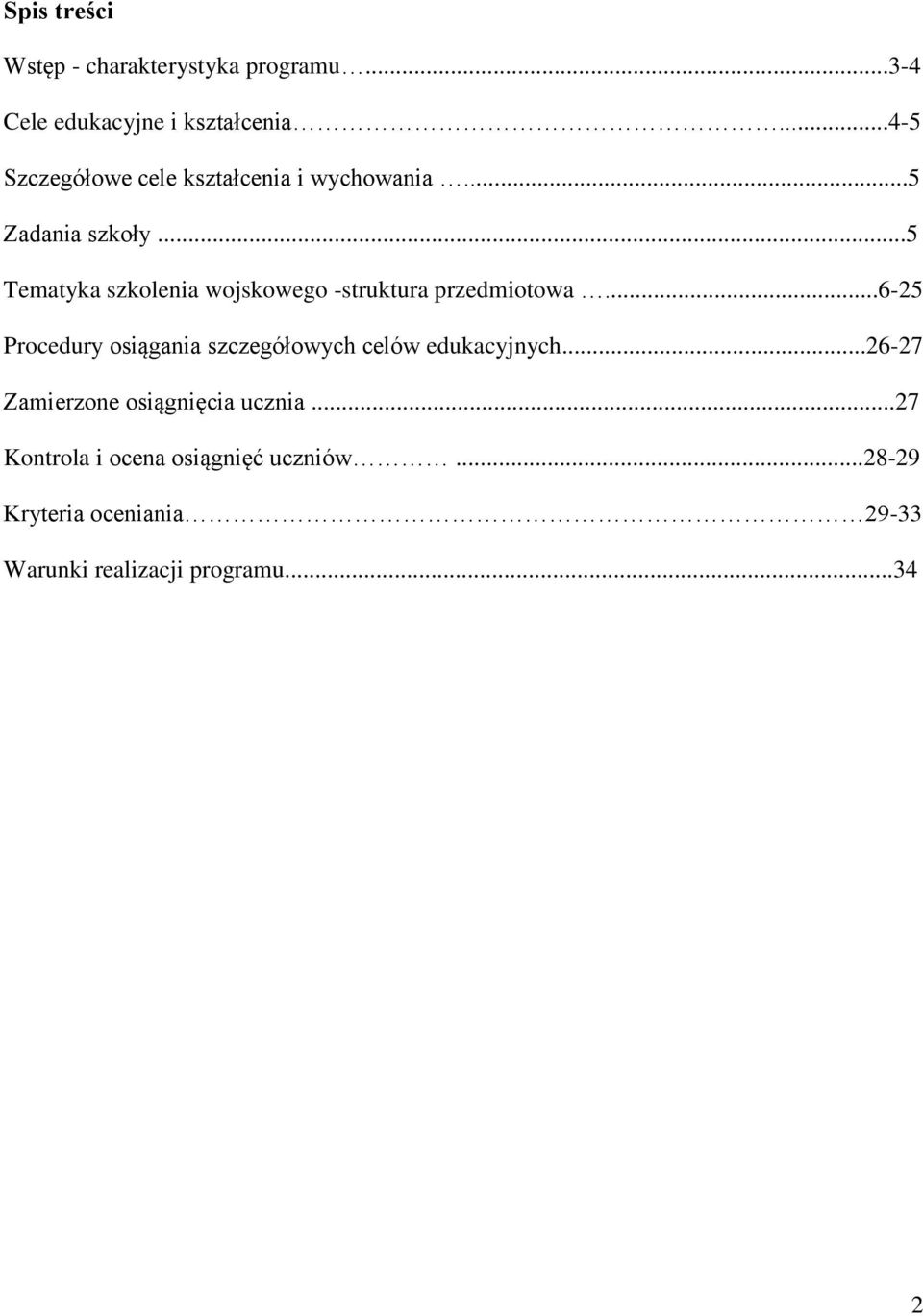 ..5 Tematyka szkolenia wojskowego -struktura przedmiotowa.