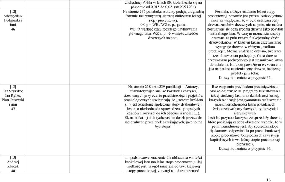 p. wartość zasobów drzewnych na pniu, Na stronie 238 oraz 239 publikacji Autorzy, charakteryzując analizę kosztów i korzyści, stosowanych przy ocenie przedsięwzięć i projektów proekologicznych