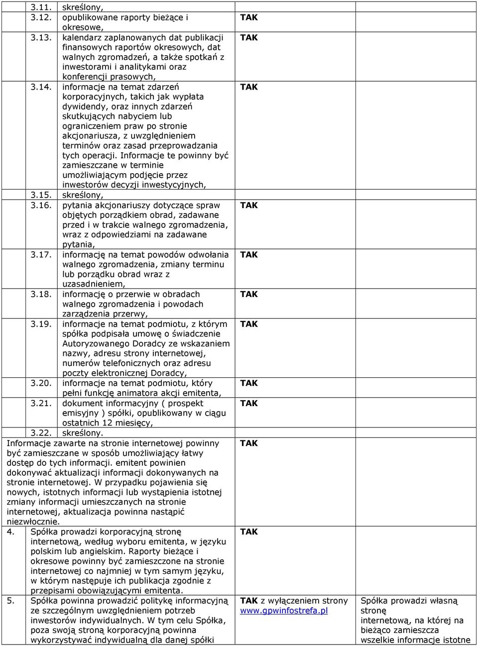 informacje na temat zdarzeń korporacyjnych, takich jak wypłata dywidendy, oraz innych zdarzeń skutkujących nabyciem lub ograniczeniem praw po stronie akcjonariusza, z uwzględnieniem terminów oraz