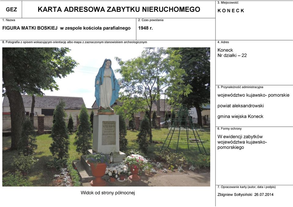 Koneck Nr działki 22 województwo