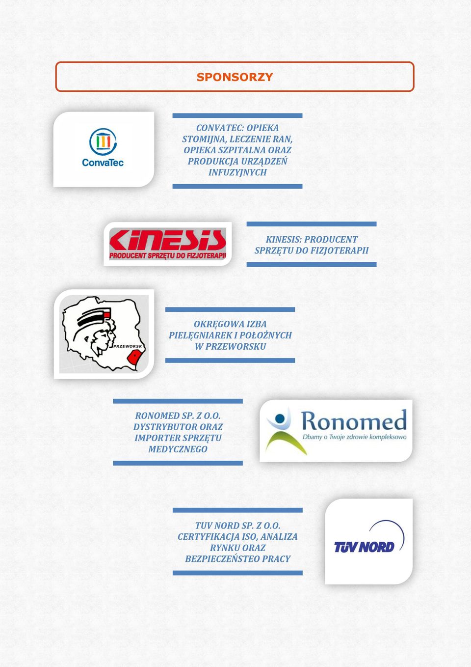 PIELĘGNIAREK I POŁOŻNYCH W PRZEWORSKU RONOMED SP. Z O.O. DYSTRYBUTOR ORAZ IMPORTER SPRZĘTU MEDYCZNEGO TUV NORD SP.