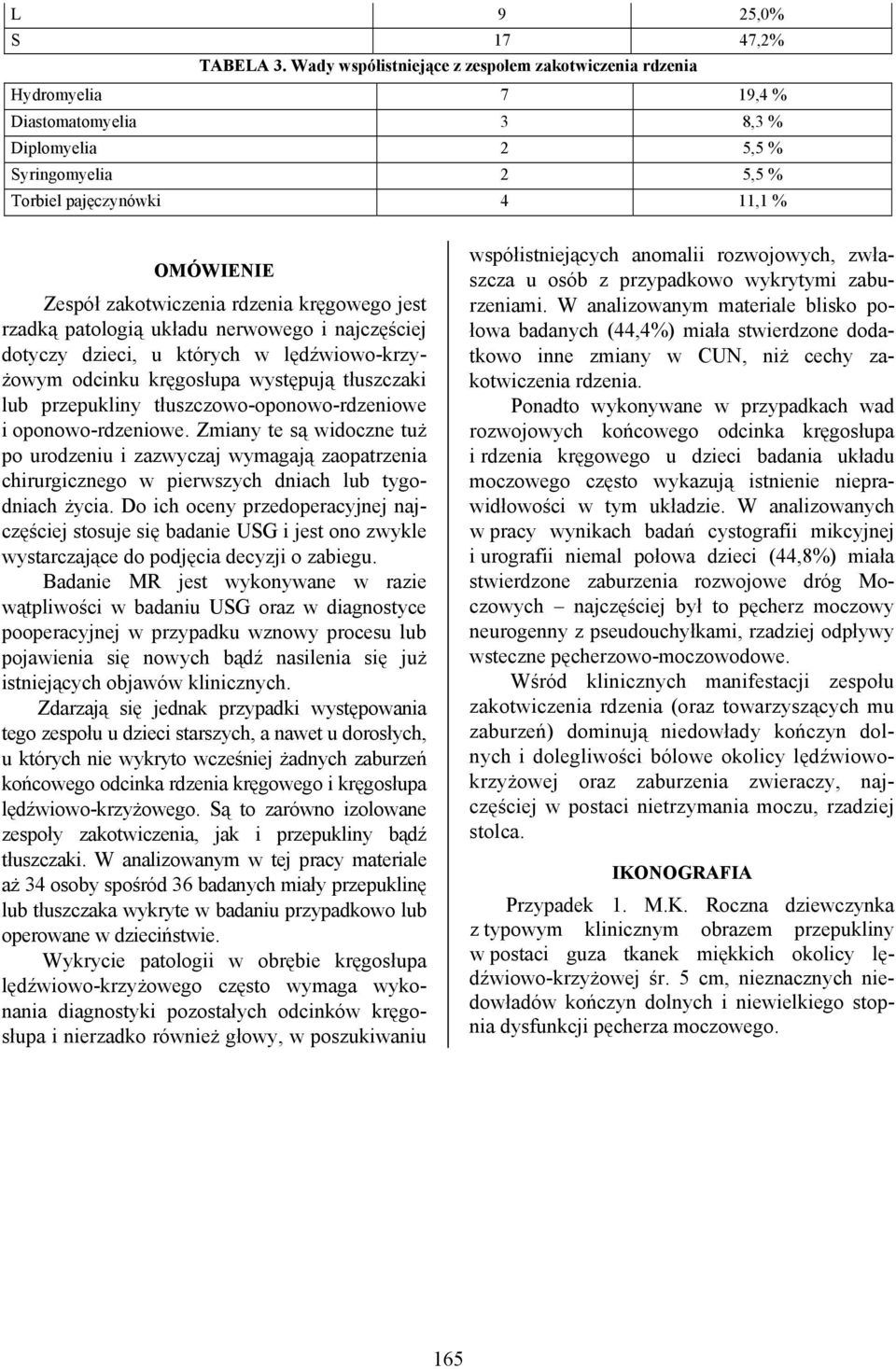 zakotwiczenia rdzenia kręgowego jest rzadką patologią układu nerwowego i najczęściej dotyczy dzieci, u których w lędźwiowo-krzyżowym odcinku kręgosłupa występują tłuszczaki lub przepukliny