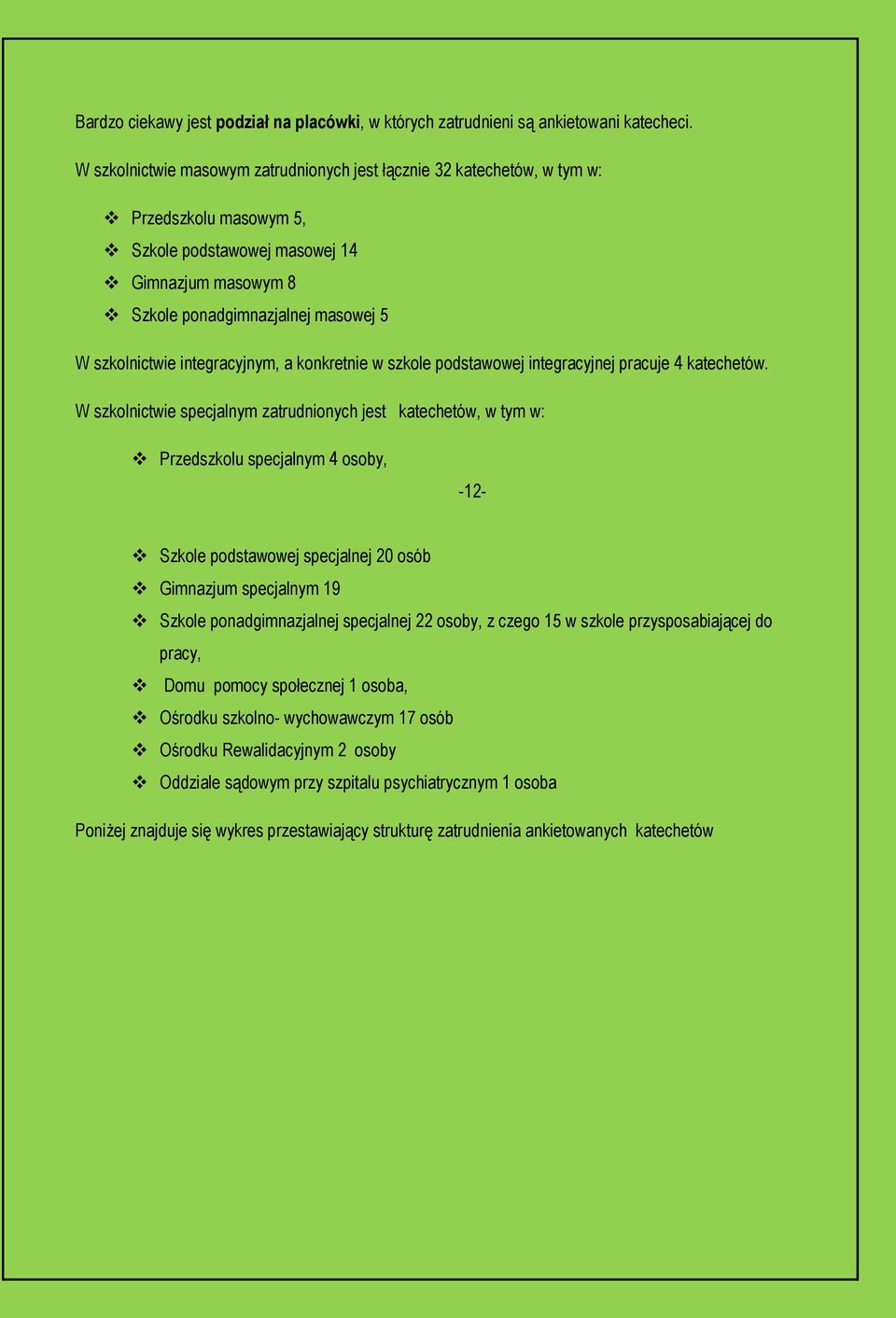 integracyjnym, a konkretnie w szkole podstawowej integracyjnej pracuje 4 katechetów.
