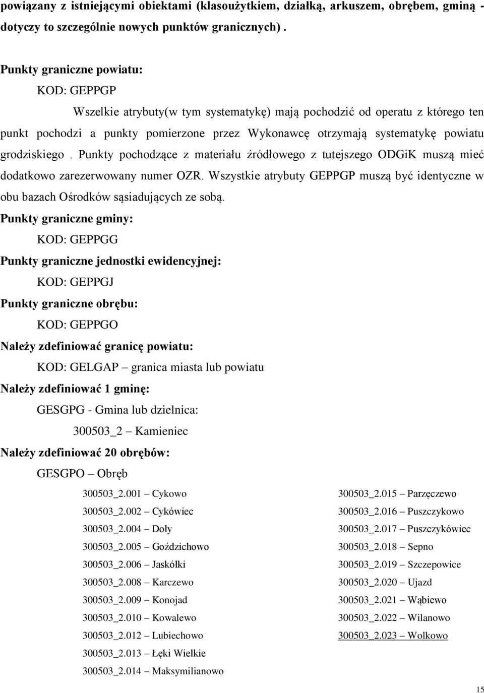grodziskiego. Punkty pochodzące z materiału źródłowego z tutejszego ODGiK muszą mieć dodatkowo zarezerwowany numer OZR.