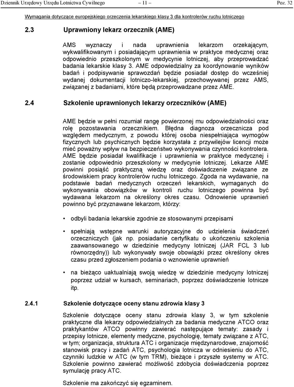 lotniczej, aby przeprowadzać badania lekarskie klasy 3.