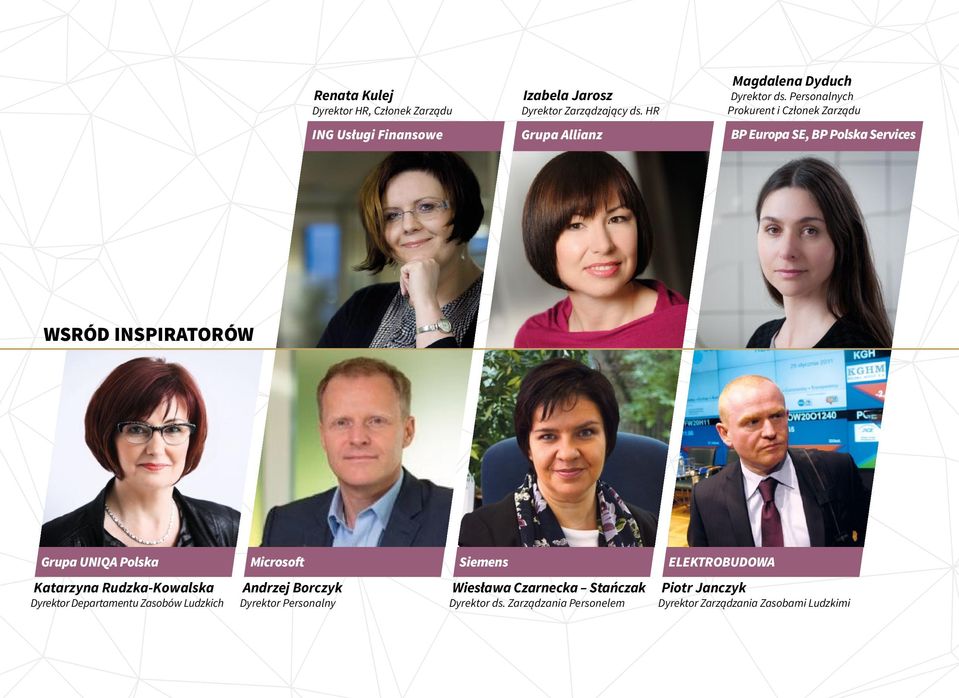 Personalnych Prokurent i Członek Zarządu BP Europa SE, BP Polska Services WSRÓD INSPIRATORÓW Grupa UNIQA Polska Microsoft