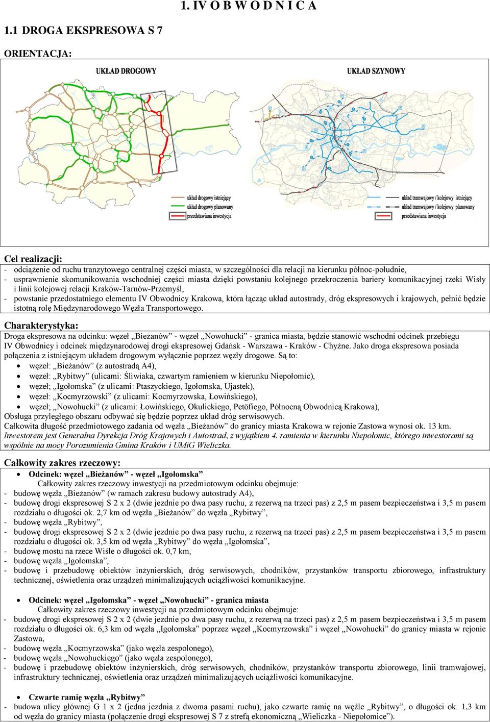 wschodniej części miasta dzięki powstaniu kolejnego przekroczenia bariery komunikacyjnej rzeki Wisły i linii kolejowej relacji Kraków-Tarnów-Przemyśl, - powstanie przedostatniego elementu IV