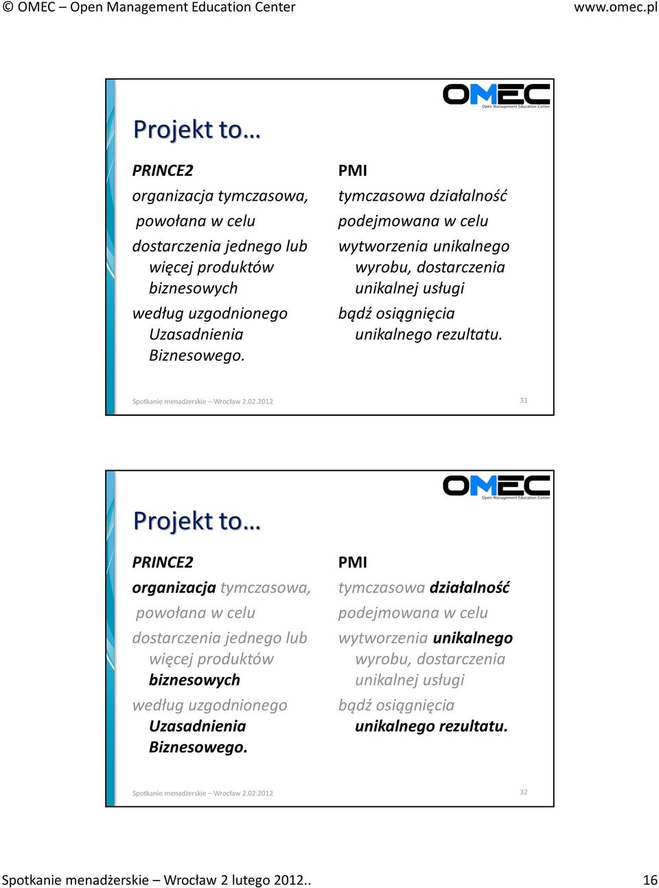 31   32 Spotkanie menadżerskie Wrocław 2 lutego 2012.. 16
