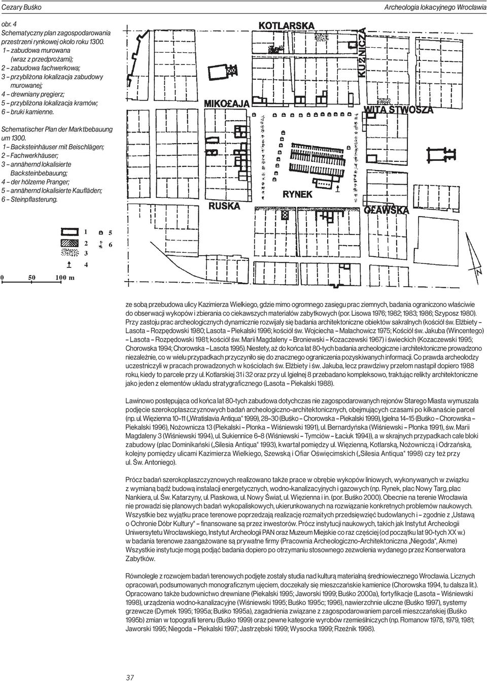Schematischer Plan der Marktbebauung um 1300.