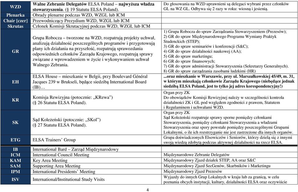 tworzone na WZD, rozpatrują projekty uchwał, analizują działalność poszczególnych programów i przygotowują plany ich działania na przyszłość, rozpatrują sprawozdania odpowiednich członków Zarządu