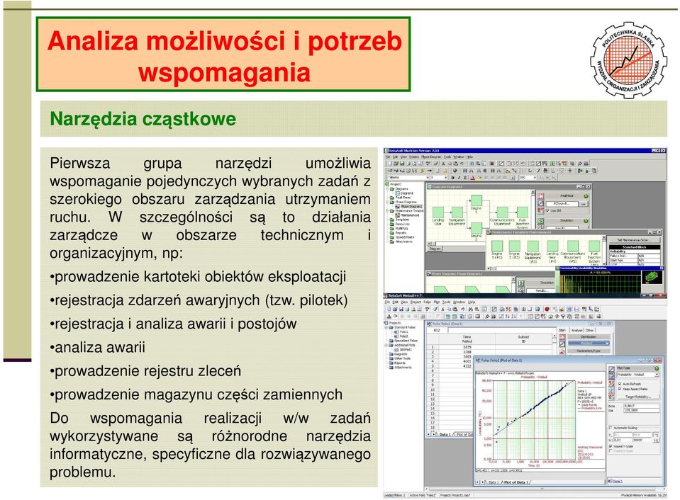 W szczególności są to działania zarządcze w obszarze technicznym i organizacyjnym, np: prowadzenie kartoteki obiektów eksploatacji rejestracja zdarzeń