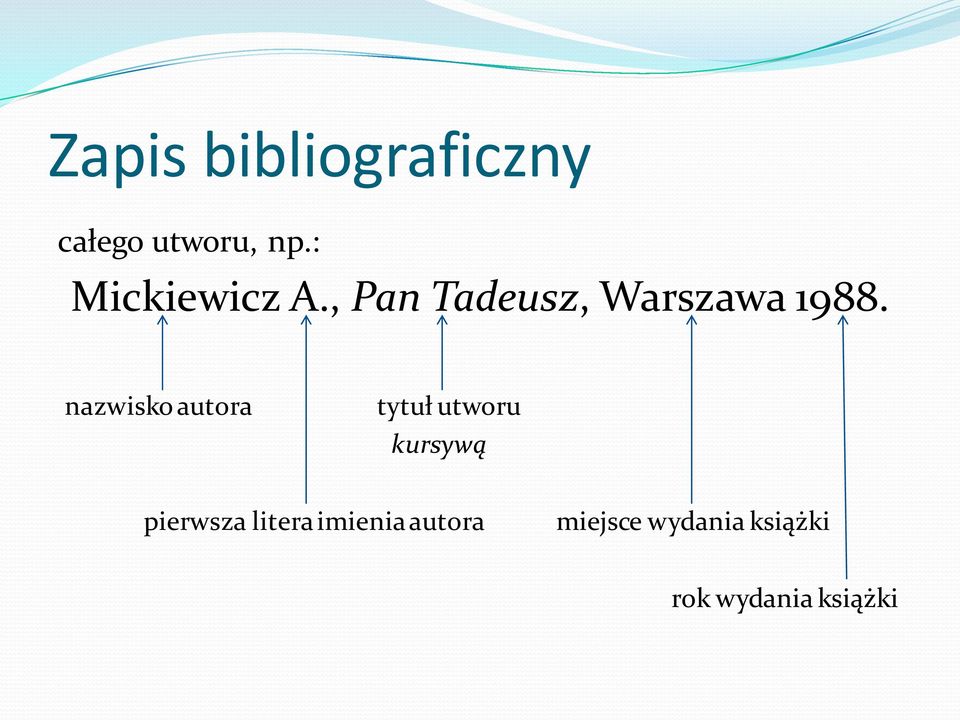 nazwisko autora tytuł utworu kursywą pierwsza