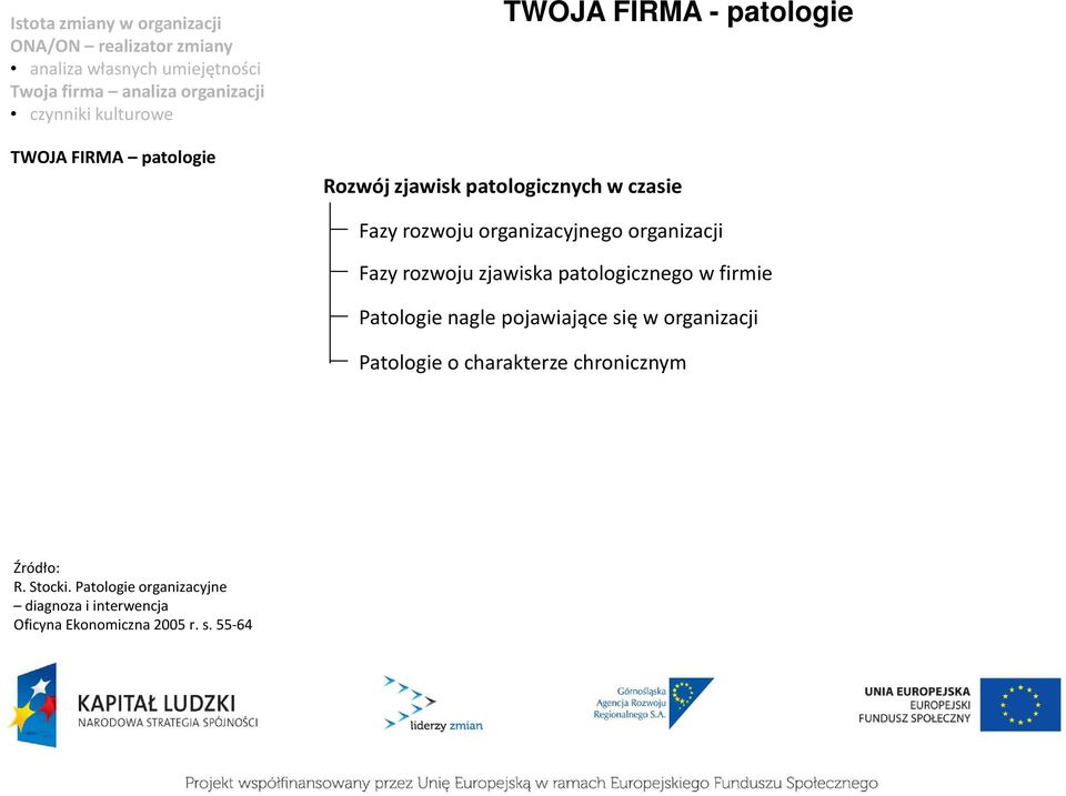 Patologie nagle pojawiające się w organizacji Patologie o charakterze chronicznym