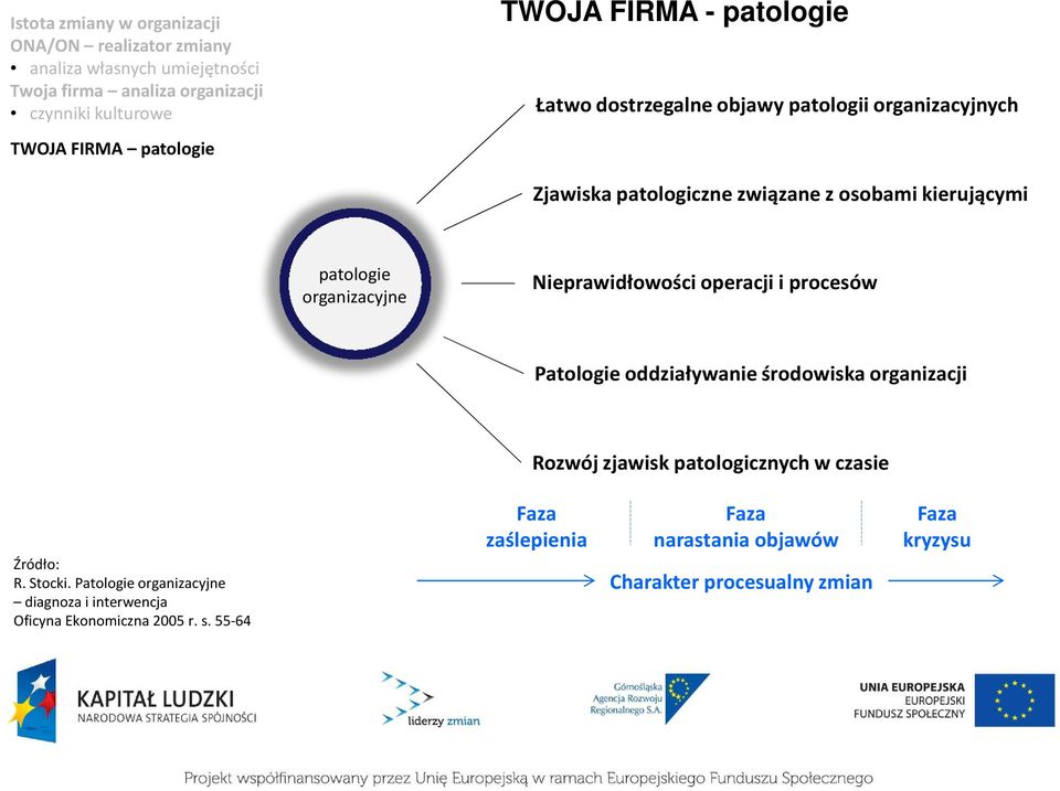 środowiska organizacji Rozwój zjawisk patologicznych w czasie Źródło: R. Stocki.