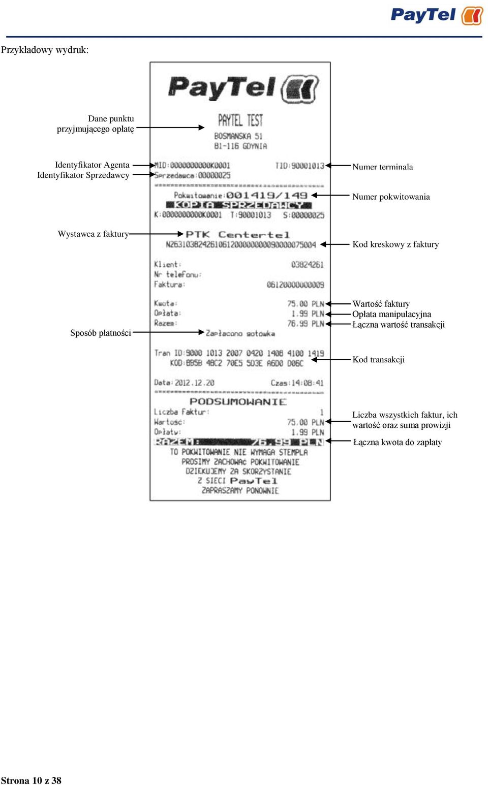 Sposób płatności Wartość faktury Opłata manipulacyjna Łączna wartość transakcji Kod