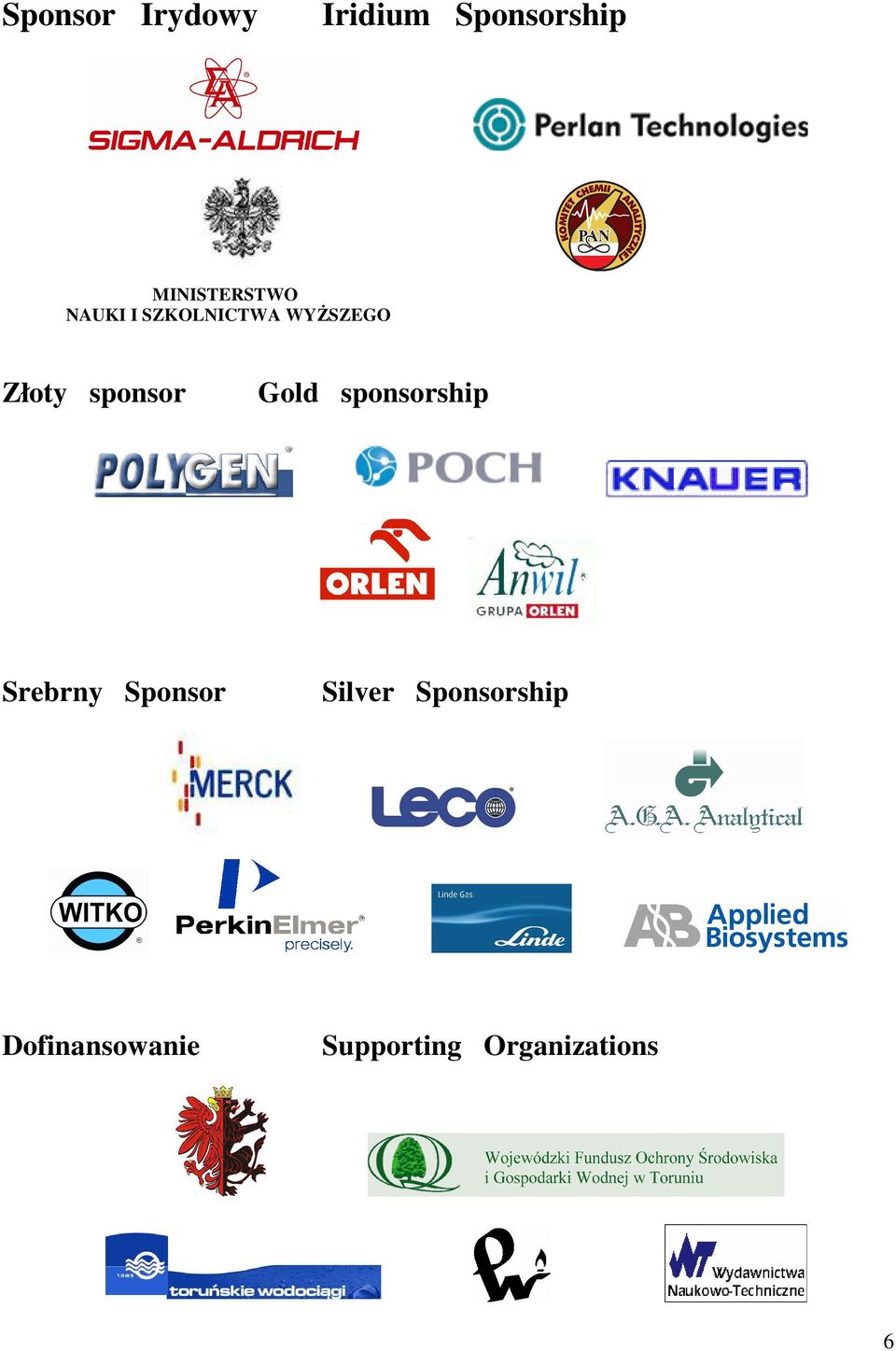 Złoty sponsor Gold sponsorship Srebrny Sponsor