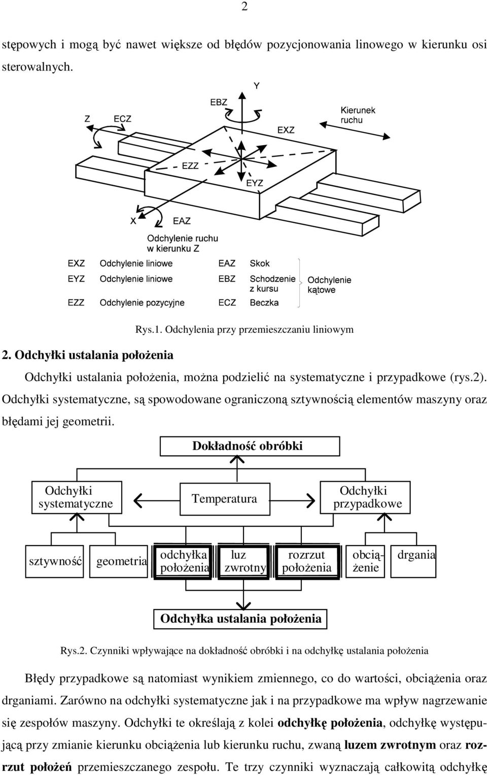 Odchyłki systematyczne, są spowodowane ograniczoną sztywnością elementów maszyny oraz błędami jej geometrii.