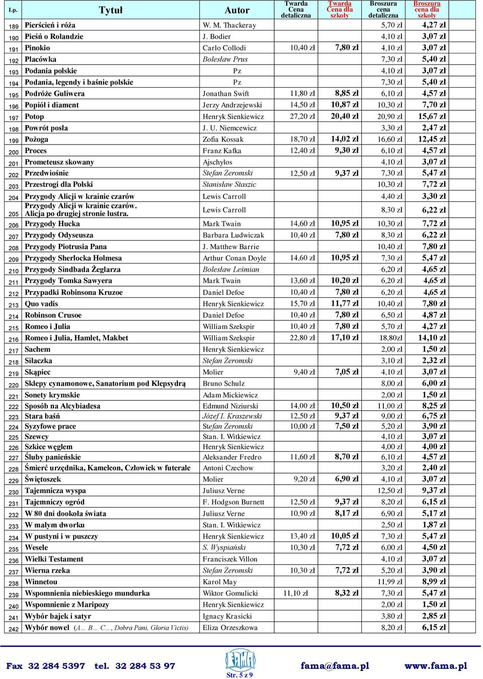 polskie Pz 7,30 zł 5,40 zł 195 Podróże Guliwera Jonathan Swift 11,80 zł 8,85 zł 6,10 zł 4,57 zł 196 Popiół i diament Jerzy Andrzejewski 14,50 zł 10,87 zł 10,30 zł 7,70 zł 197 Potop Henryk Sienkiewicz
