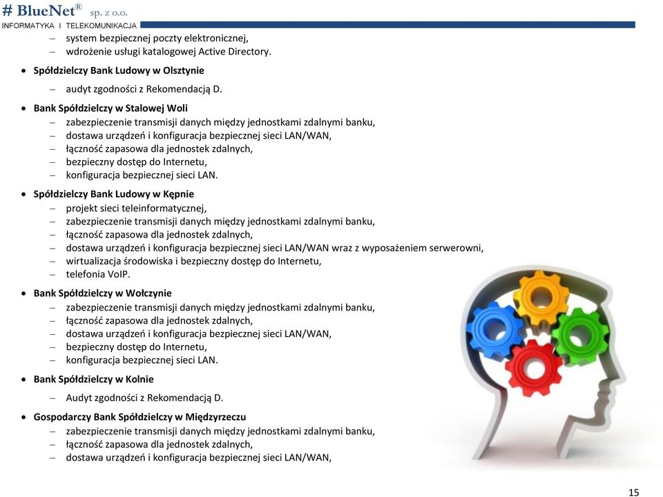 Spółdzielczy Bank Ludowy w Kępnie projekt sieci teleinformatycznej, dostawa urządzeń i konfiguracja bezpiecznej sieci LAN/WAN wraz z wyposażeniem serwerowni, wirtualizacja