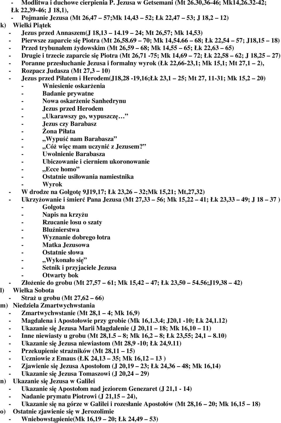 19 24; Mt 26,57; Mk 14,53) - Pierwsze zaparcie się Piotra (Mt 26,58.69 70; Mk 14,54.