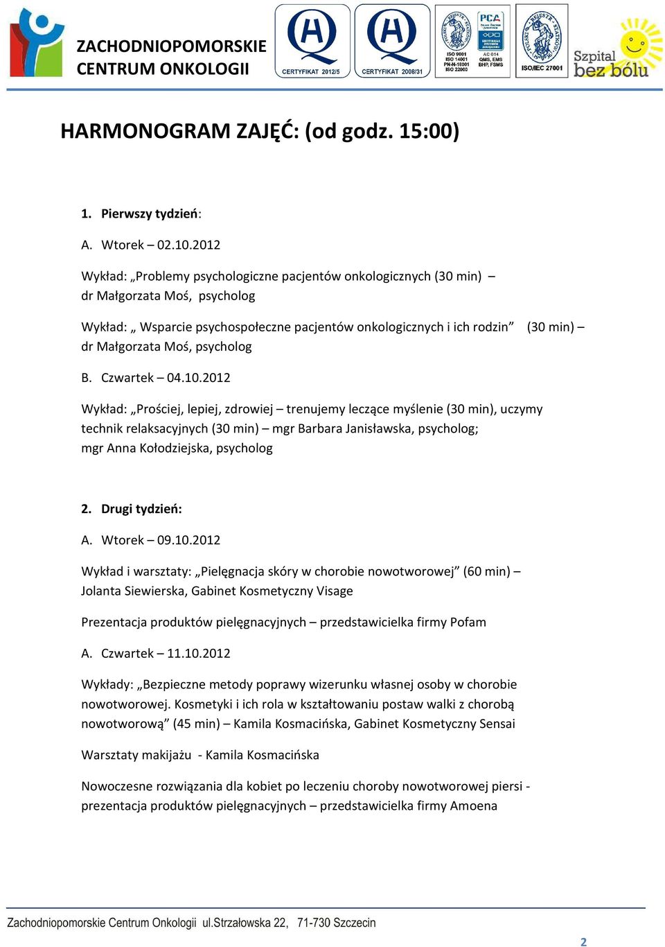 psycholog B. Czwartek 04.10.