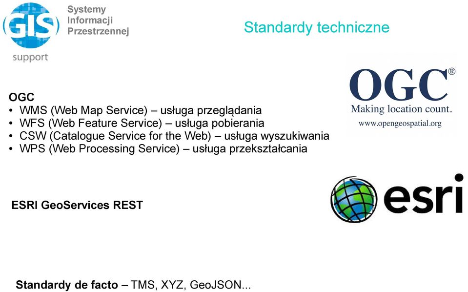 for the Web) usługa wyszukiwania WPS (Web Processing Service) usługa