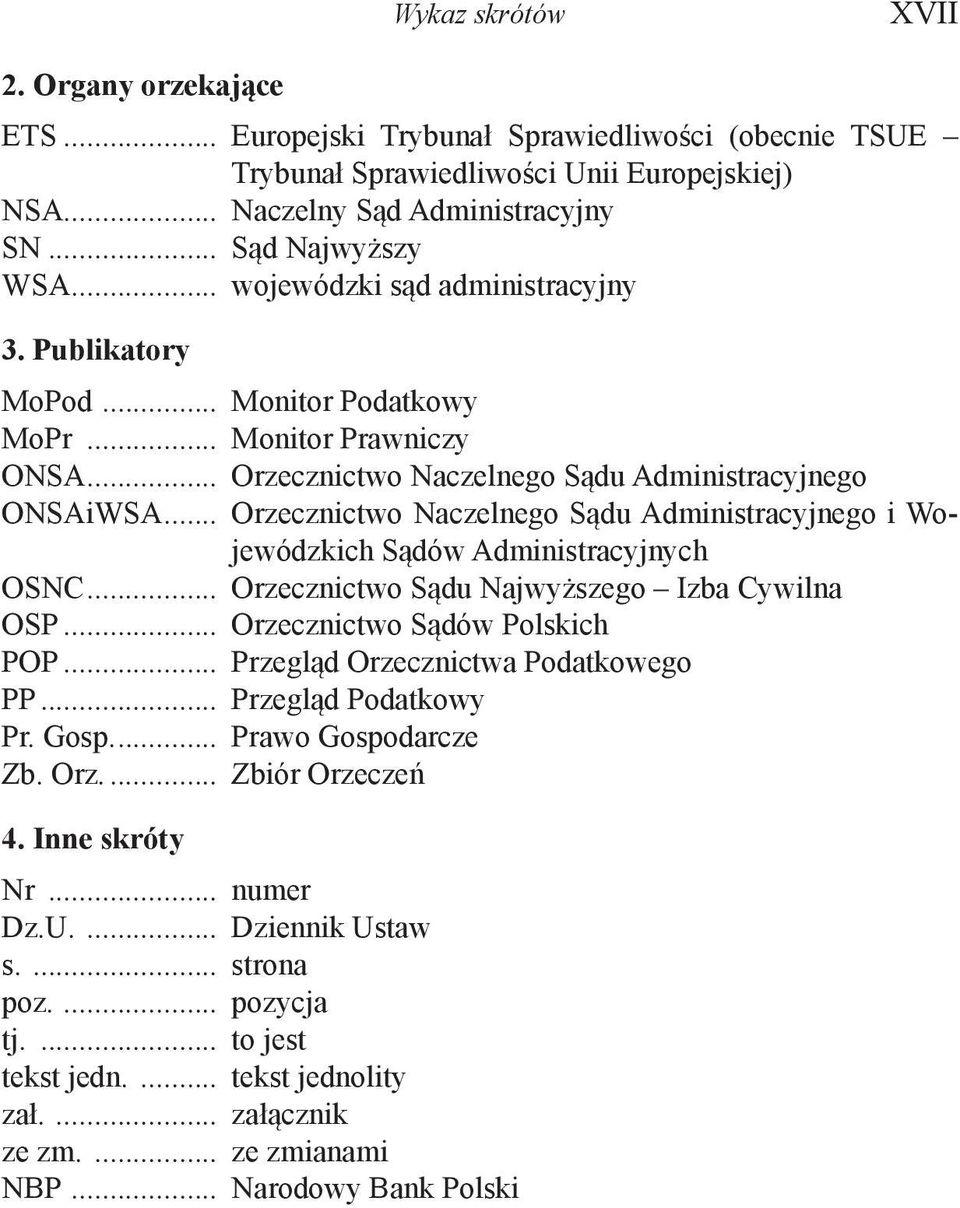 .. Orzecznictwo Naczelnego Sądu Administracyjnego i Wojewódzkich Sądów Administracyjnych OSNC... Orzecznictwo Sądu Najwyższego Izba Cywilna OSP... Orzecznictwo Sądów Polskich POP.