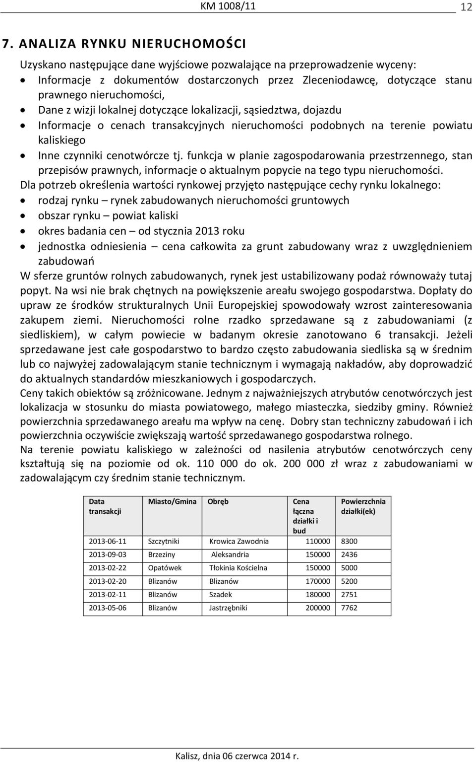 funkcja w planie zagospodarowania przestrzennego, stan przepisów prawnych, informacje o aktualnym popycie na tego typu nieruchomości.