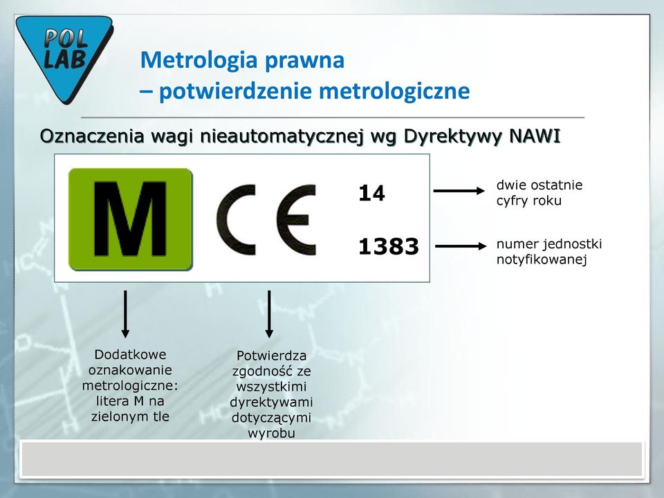 notyfikowanej Dodatkowe oznakowanie metrologiczne: litera M na