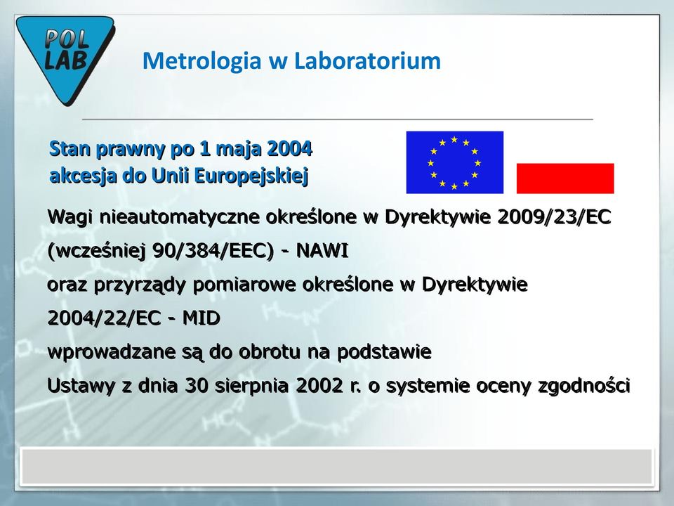 NAWI oraz przyrządy pomiarowe określone w Dyrektywie 2004/22/EC - MID wprowadzane