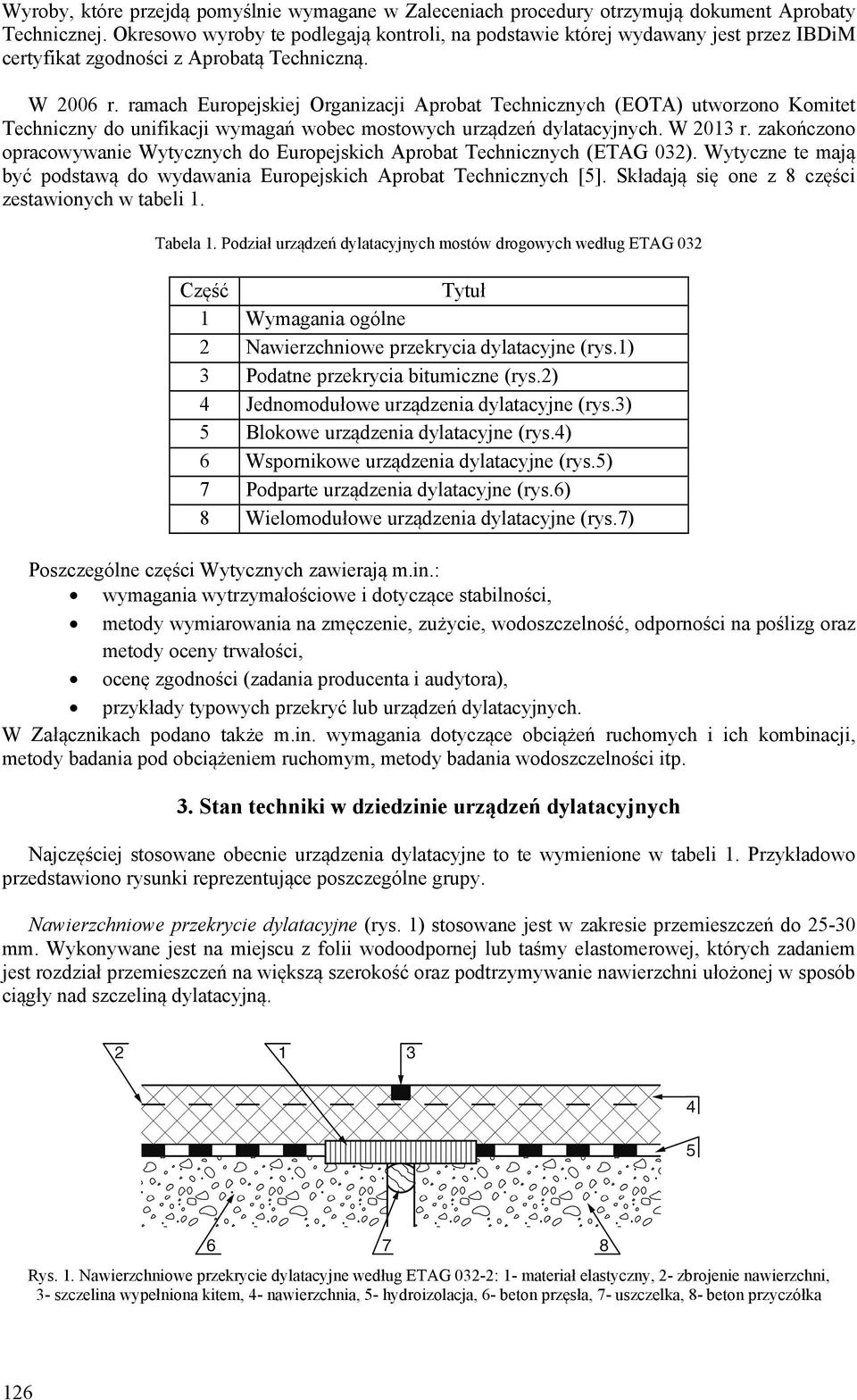 ramach Europejskiej Organizacji Aprobat Technicznych (EOTA) utworzono Komitet Techniczny do unifikacji wymagań wobec mostowych urządzeń dylatacyjnych. W 2013 r.