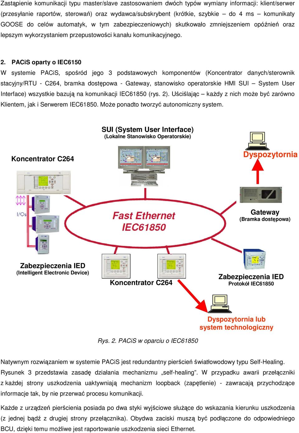 PACiS oparty o IEC6150 W systemie PACiS, spośród jego 3 podstawowych komponentów (Koncentrator danych/sterownik stacyjny/rtu - C264, bramka dostępowa - Gateway, stanowisko operatorskie HMI SUI System