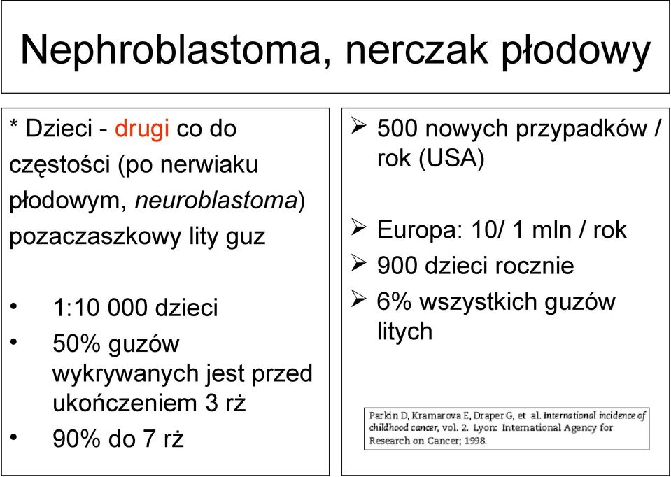 guzów wykrywanych jest przed ukończeniem 3 rż 90% do 7 rż 500 nowych