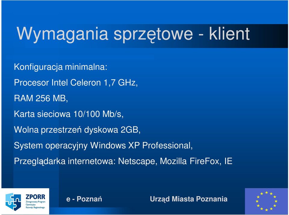 Wolna przestrzeń dyskowa 2GB, System operacyjny Windows XP