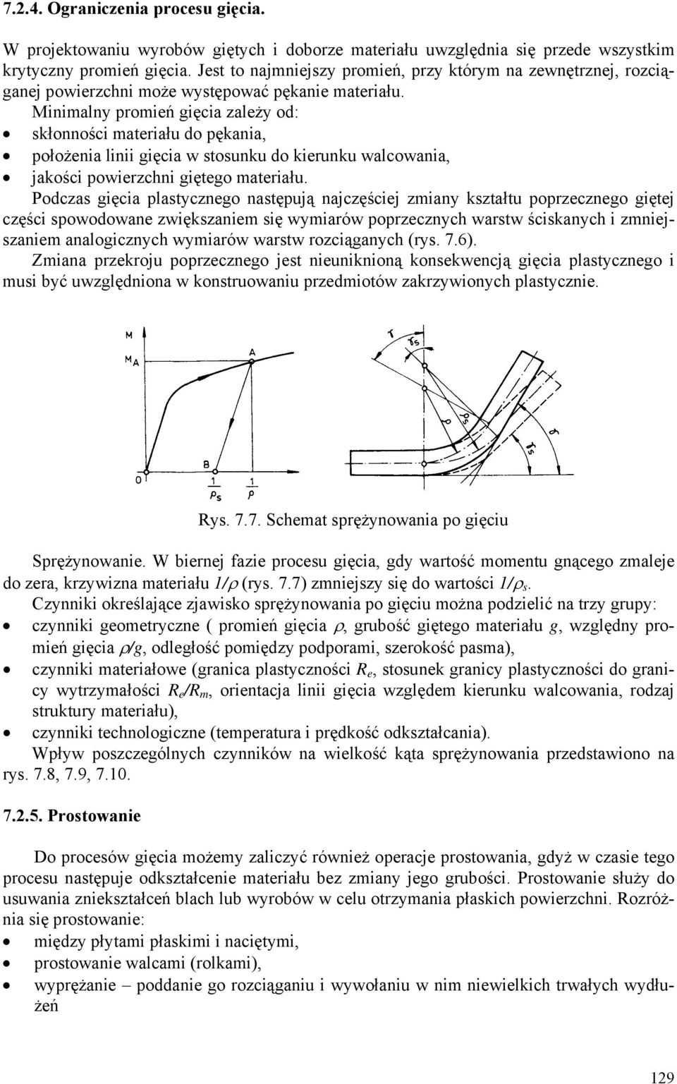 Minimalny promień gięcia zależy od: skłonności materiału do pękania, położenia linii gięcia w stosunku do kierunku walcowania, jakości powierzchni giętego materiału.