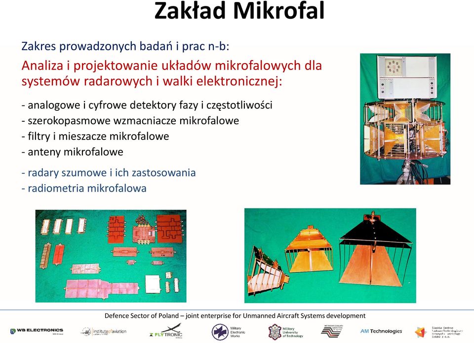 detektory fazy i częstotliwości - szerokopasmowe wzmacniacze mikrofalowe - filtry i