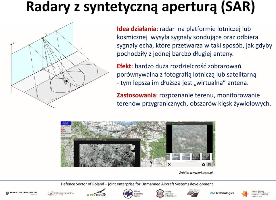 R P Efekt: bardzo duża rozdzielczość zobrazowań porównywalna z fotografią lotniczą lub satelitarną - tym lepsza im dłuższa jest