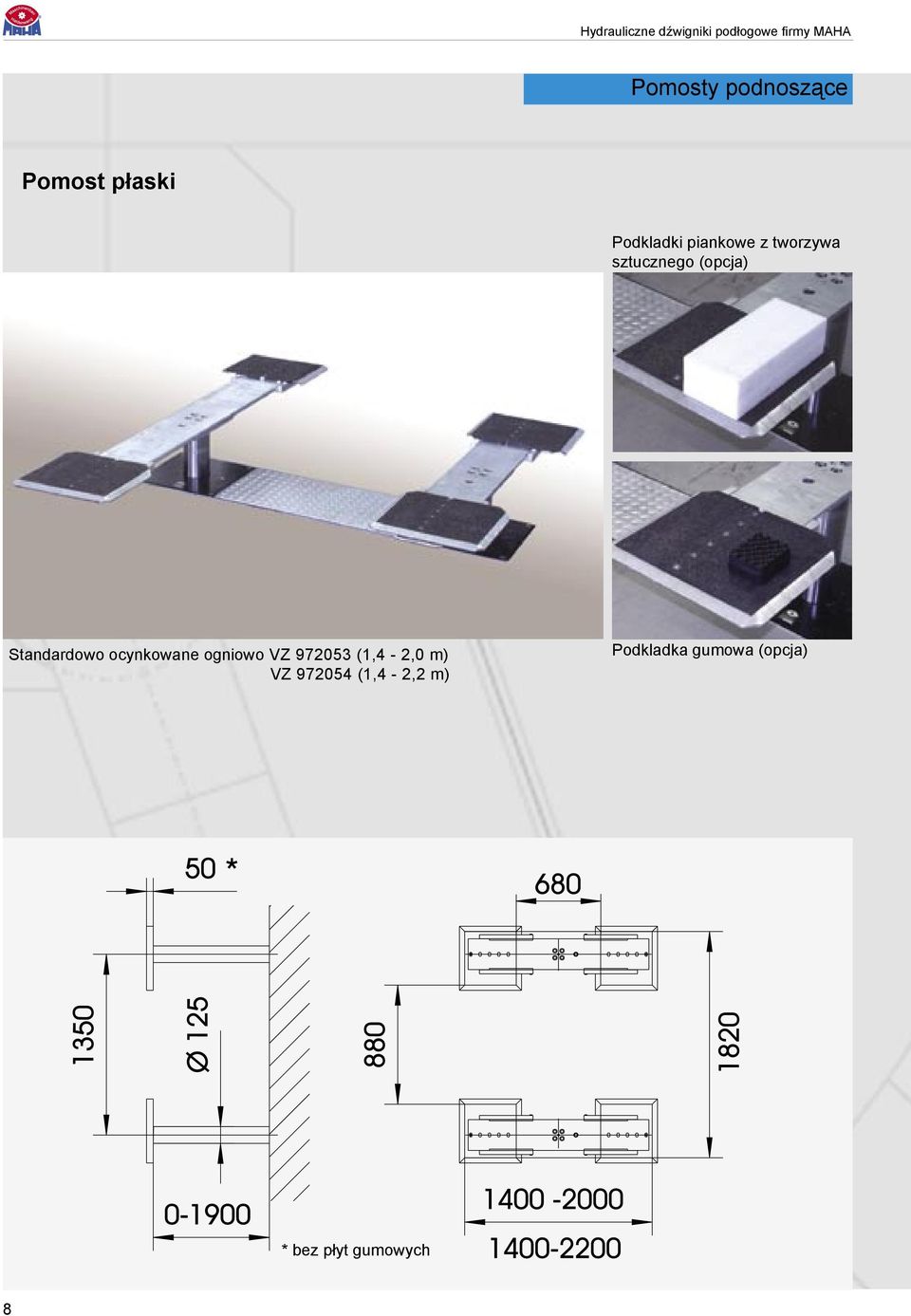 ocynkowane ogniowo VZ 972053 (1,4-2,0 m) VZ 972054