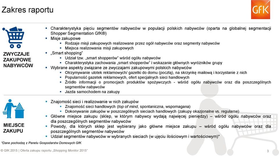 smart shopperów wśród ogółu nabywców Charakterystyka zachowania smart shopperów i wskazanie głównych wyróżników grupy Wybrane aspekty związane ze zwyczajami zakupowymi polskich nabywców Otrzymywanie