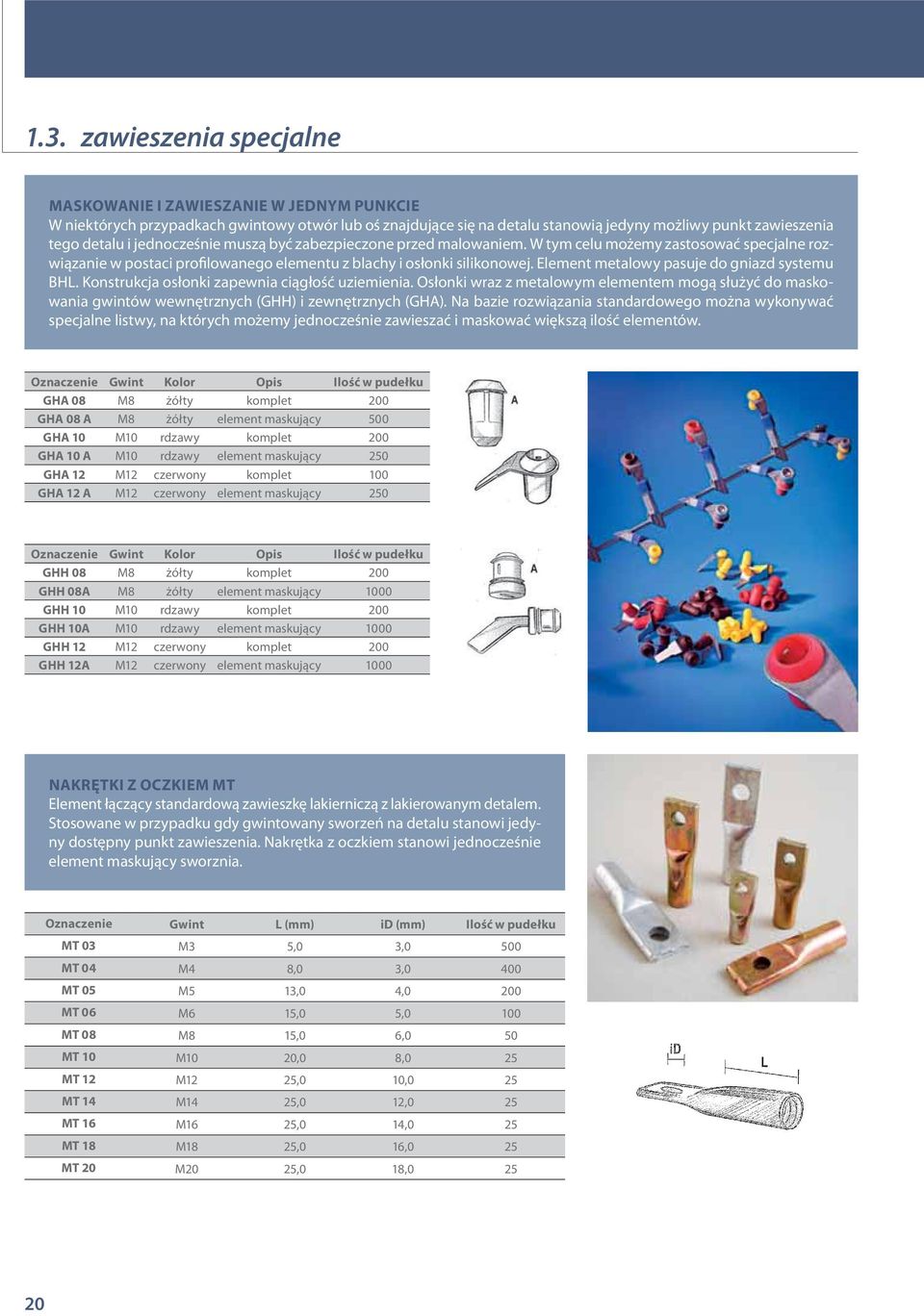 Element metalowy pasuje do gniazd systemu BHL. Konstrukcja osłonki zapewnia ciągłość uziemienia.