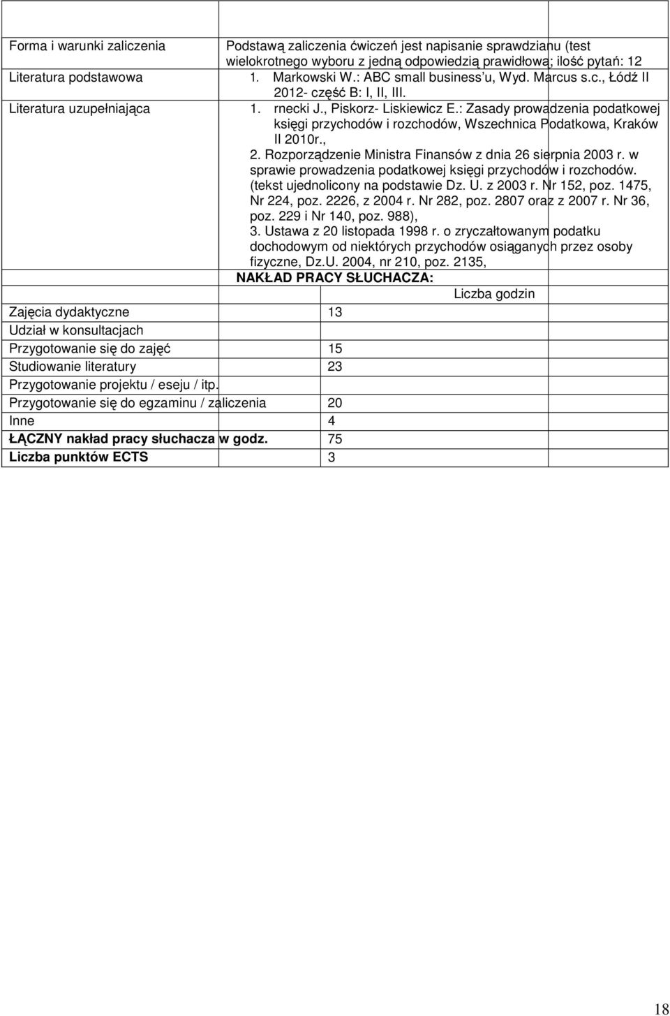 : Zasady prowadzenia podatkowej księgi przychodów i rozchodów, Wszechnica Podatkowa, Kraków II 2010r., 2. Rozporządzenie Ministra Finansów z dnia 26 sierpnia 2003 r.