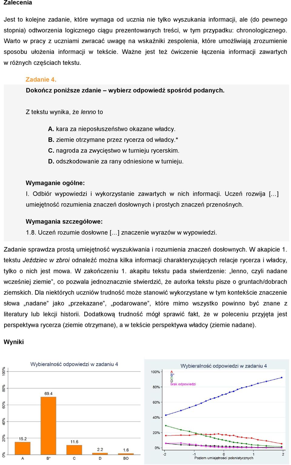 Ważne jest też ćwiczenie łączenia informacji zawartych w różnych częściach tekstu. Zadanie 4. Dokończ poniższe zdanie wybierz odpowiedź spośród podanych. Z tekstu wynika, że lenno to A.