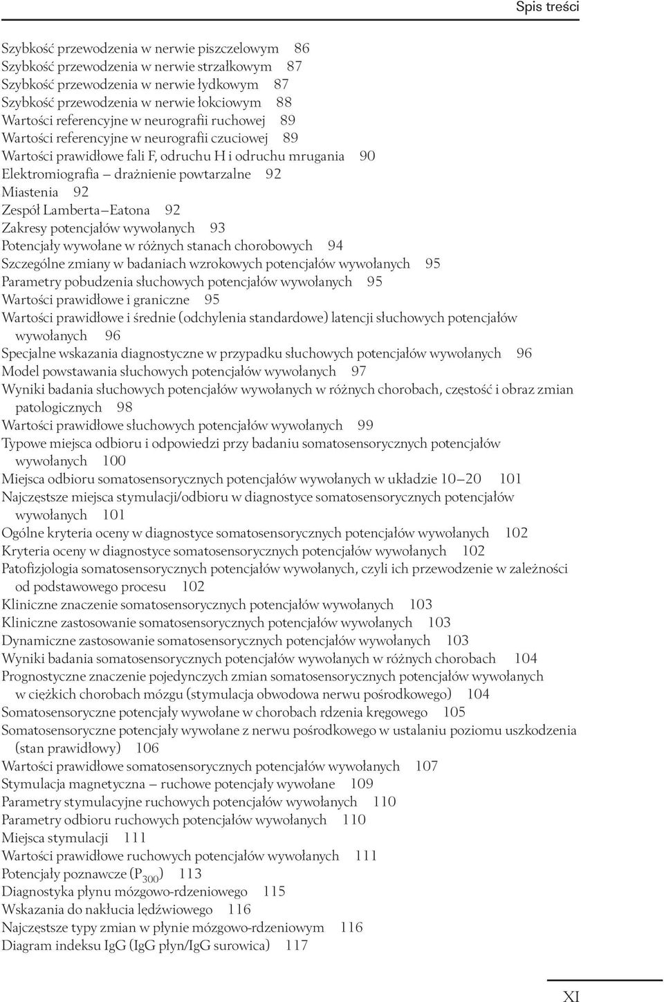 Miastenia 92 Zespół Lamberta Eatona 92 Zakresy potencjałów wywołanych 93 Potencjały wywołane w różnych stanach chorobowych 94 Szczególne zmiany w badaniach wzrokowych potencjałów wywołanych 95