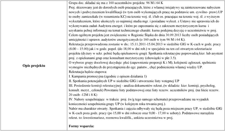 up to osoby zamieszkałe (w rozumieniu KC) na terenie woj. śl. i/lub os. pracujące na terenie woj. śl. z wyższym wykształceniem, które ukończyły co najmniej studia mgr. i posiadane wykszt.