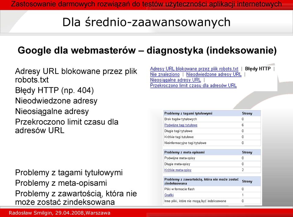 404) Nieodwiedzone adresy Nieosiągalne adresy Przekroczono limit czasu dla adresów