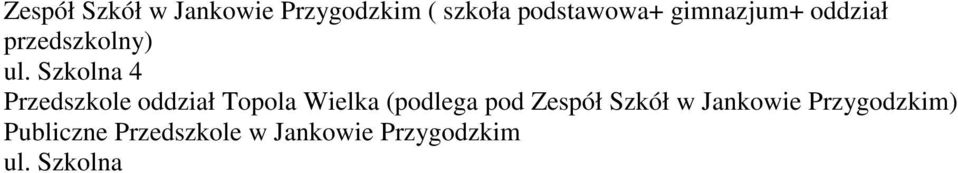 Szkolna 4 Przedszkole oddział Topola Wielka (podlega pod